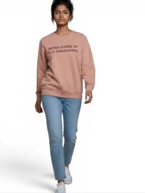 Minimalist Folk Co Never Giving Up Is A Superpower Crewneck Sweatshirt Sz 10 NWT